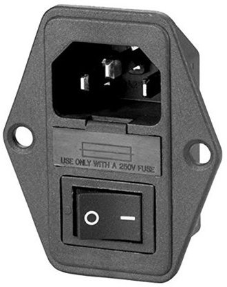 Easyricambi Connettore da Pannello con Interruttore bipolare e Presa 15A 250V Porta Fusibile
