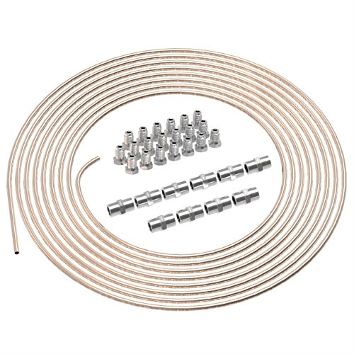AUPROTEC 10m Bremsleitung Ø 4,75mm Kunifer mit ABE im SET + 20 Verschraubungen + 10 Verbinder M10 x 1 DIN 74 234 konform Kupfer-Nickel Bremsrohr im Sortiment für Bördel F