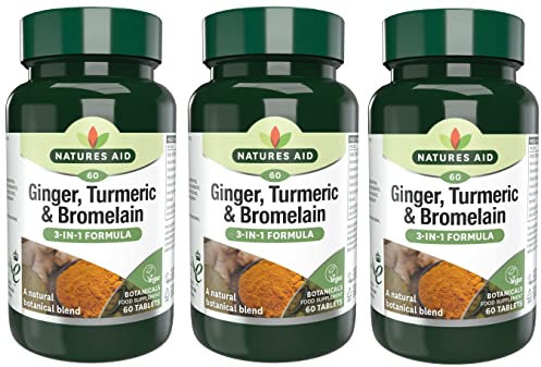 Natures Aid Ginger, Turmeric & Bromelain 60 Tabs (Pack of 3)
