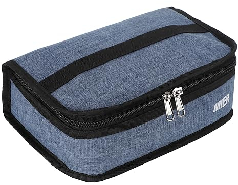 MIER Lunch Box Bag Aufbewahrungstasche für Lebensmittel Kühltaschen Insulated Travel Kit für Damen und Herren, Bluesteel