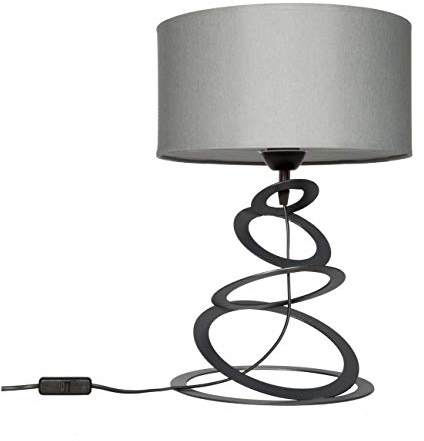 Light-Home Lampenschirm Tischlampe Modern - Elegante Nachttischlampe für Schlafzimmer Wohnzimmer - Tischleuchte E27-45x30 cm - Schwarz und Grau