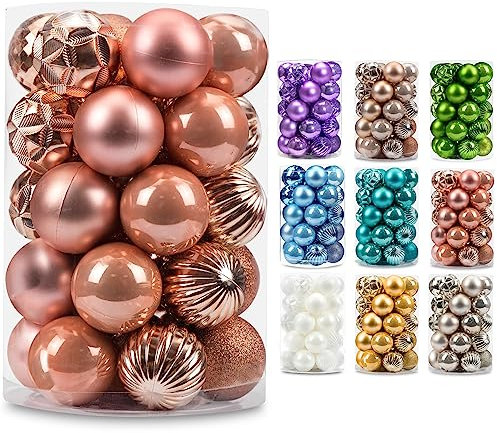 AMS 34 Karat Weihnachtskugel, Mini-Ornamente, Party-Dekorationen, bruchsicher, Festival-Anhänger für Weihnachtsbaumdekoration (40 mm, Roségold)