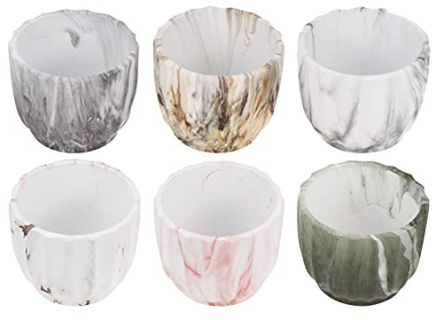Cabilock 6 Piezas Maceta De Mármol Jardinera Esmaltada De Cerámica Marmoleada Jardineras para Plantas De Interior Pequeña Planta De Interior Maceta Marmolada Jugoso Maceta Decorativa