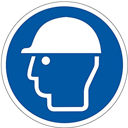 400mm Safety Helmet Floor Sign, Hard Wearing Non Slip/Abrasive Lamination, R9 Grade For Slip Resistance, High Strength Adhesive Backing