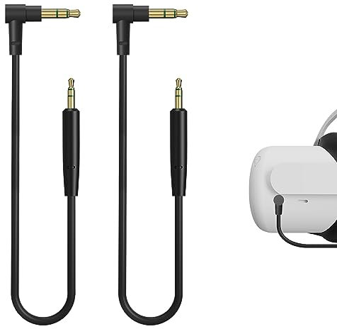 GEEKRIA VR Short Audio Cable Compatible with Meta Quest 3, Meta Quest 2, 3.5mm to 2.5mm Cord, TRS Replacement Cable for Headphones, Fits the Audio Interface on The Same Side (2 Pack / 1ft)
