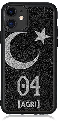 aina Kompatibel mit iPhone 12 Pro Hülle Leder Case Schwarz Türkei Flagge 04 Agri Lederhülle Cover Türkiye Handyhülle