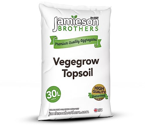 Vegegrow Top Soil 30L Nutrient Rich Blended With Organic Compost Ideal For Vegetables - Can be used in Raised Beds, Planters & Tubs By Jamieson Brothers