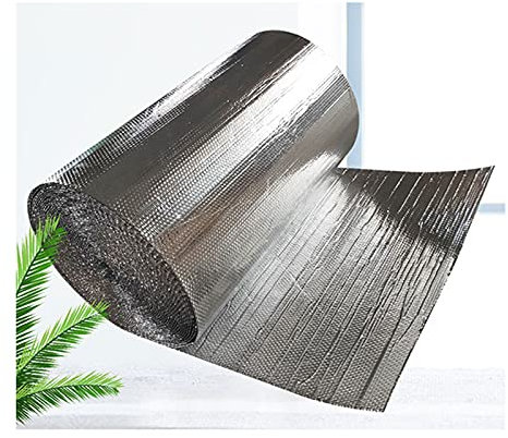 Lamina Termoriflettente Rotolo Isolante Autoadesivo Riflettente Rotolo Isolamento a Cappotto Doppio Foglio Isolante in Alluminio per Coibentare la Bascula del Garage Isolanti di (Size:1*5M/3.2*16.4FT)
