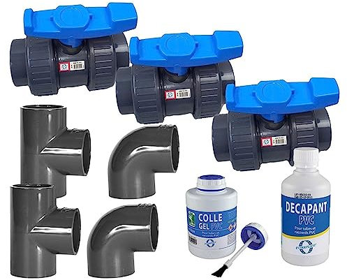 jardiboutique - Kit plomberie, Montage Chauffage de Votre Piscine, Bypass Diametre 50 mm