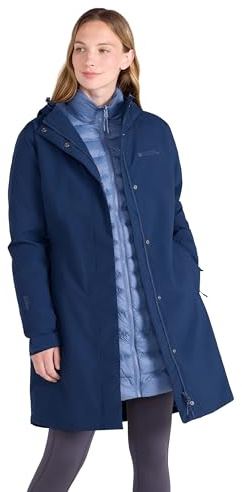 Mountain Warehouse Alaskan 3-in-1 Damen Winter Mantel - Lange, wasserdichte Winterjacke, Warme Steppjacke Innenjacke mit Reißverschluss & Kapuze Dunkel Blau Damengröße EU 48