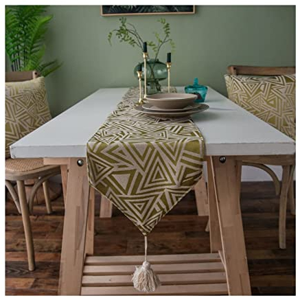 Aotiwe Tischband Herbst, Tischdekoration Modern aus Bettwäsche aus Baumwolle Geometrisches Dreieck Aus Jacquard Gelb 30x140CM für Abendessen