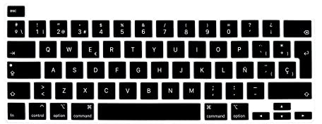 MiNGFi Protector de Teclado Silicona español para MacBook Pro 13 M1/M2 A2338 (2020–2023), A2289 (2020), A2251 (2020–2021), Pro 16 A2141 (2019–2021) EU/ISO - Negro