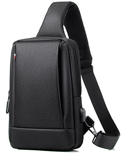 Mixroom - Zaino Monospalla Porta Tablet Borsa Zainetto borsello piccolo a Tracolla per Uomo Z19 Nero