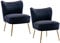 chairus Samt Polsterstuhl mit Metallbeinen Gepolsterter Einzelsofa Moderner Lesesessel für Balkon Wohnzimmer (Schwarz-2er)