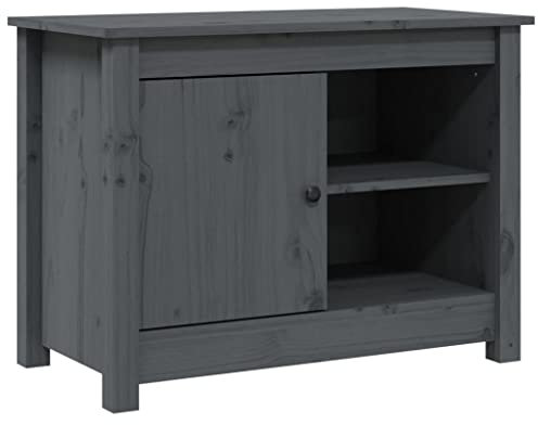 vidaXL Solid Pine Wood TV Cabinet - Modern Grey Finish, Spacious Storage, Sturdy Design, Easy to Assemble, Ideal for Living Room and Bedroom