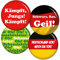 Kiwikatze Fußball-Button-Set Deutschlandfahne 4 Stück Button Anstecker 37 mm Buttons zum feiern und anfeuern oder als Deko Ansteckbutton