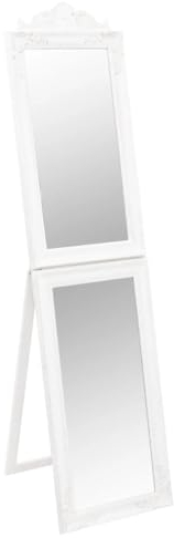 vidaXL Standspiegel Klappdesign Barockstil Ankleidespiegel Ganzkörperspiegel Freistehender Spiegel Flurspiegel Dekospiegel Weiß 40x160cm