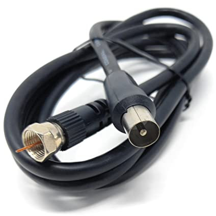 DRUT 1.5m RF TV Aerial Male to F Type Connector Male Plug Coaxial Coax Cable, Lead, 75 Ohm, 3C-2V 5ft Black Nickel Conectors