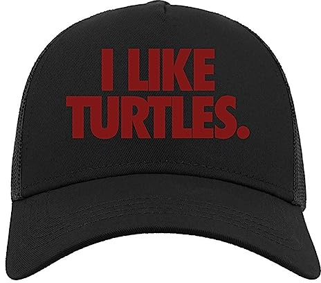I Like Turtles Funny Old Meme Halbmaschige Trucker-Cap-Baseballmütze aus Baumwolle Schwarz