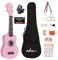 ADM Ukulele Soprano 21 Polllici Ukulele Kit per bambini e principianti Studente con borsa, accordatore, corde arcobaleno, cinturino colorato, plettro, adesivo per tastiera, carta accordi(Rosa)