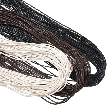TOAOB 105M Cordon Ciré Tressé pour Bracelet 0.8mm Rond Blanc Noir et Marron pour Fabrication de Bijoux Collier Artisanat Breloques Bricolage Macramé