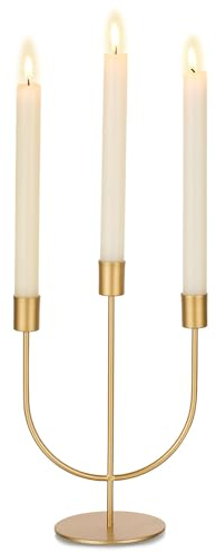 Sziqiqi Kerzenständer 3-Armig Gold Metall für Hochzeit - Kerzenhalter Dekorative Stabkerzenhalter Kerzenleuchter für Stabkerzen für Wohnzimmer Deko Modern