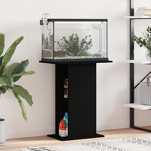 Festnight Aquarium Unterschrank mit Stauraum Aquariumständer 60.5 x 36 x 72.5 cm Aquariumschrank mit Fächer Schwarz Aquarium Mit Unterschrank Aquarium Stand Aquarium Tisch Ständer für Aquarium Holz