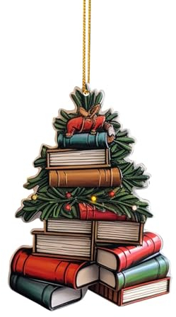 Weihnachtsbaumschmuck 2D Acryl-Ornamente, Acryl Doppeldruck Bücher Weihnachtsbaum Schmuck Weihnachts Ornamente Weihnachtsbaum Deko Kreative Lustige Christbaumschmuck (A, One Size)