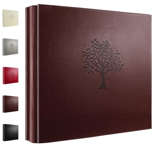 Rdylymx Fotoalbum 10x15cm mit 600 Taschen für Fotos, Rotbraunes Fotoalbum, Fotobuch mit großem Fassungsvermögen und Ledereinband, für horizontale und vertikale Fotos im Format 10x15cm