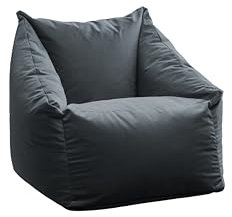 chilly pilley® Sitzsack aus samt Gaming Sitzsack Abnehmbar Bezug mit EPS-Füllung Runden, vielen Farben, Klein, grau