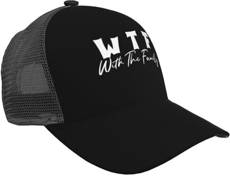 WTF with The Family Baseballkappe für Männer und Frauen, verstellbare Mesh-Trucker-Mütze, Schwarz
