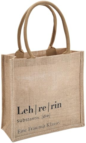 RF&CM Jute Tasche Lehrerin | Eine Frau mit Klasse | Abschiedsgeschenk Lehrer | Geschenk Grundschule | Schulabschluss Geschenkidee | Abschiedsgeschenk für Lehrer
