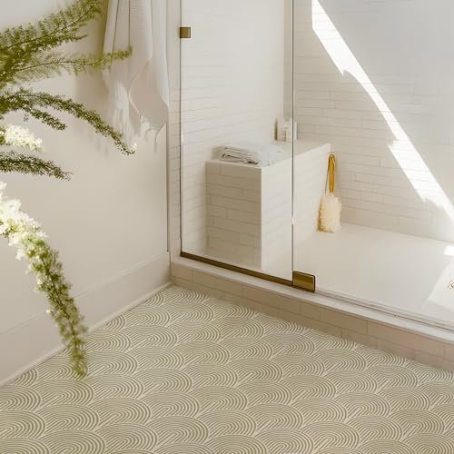 Alwayspon Fliesenaufkleber, 25 Stück x 20 cm, Salbeigrün / Weiß, selbstklebender Aufkleber für Badezimmer, Küche, Spritzschutz, abziehen und aufkleben, Vinyl-Boden-Wandfliesen-Aufkleber