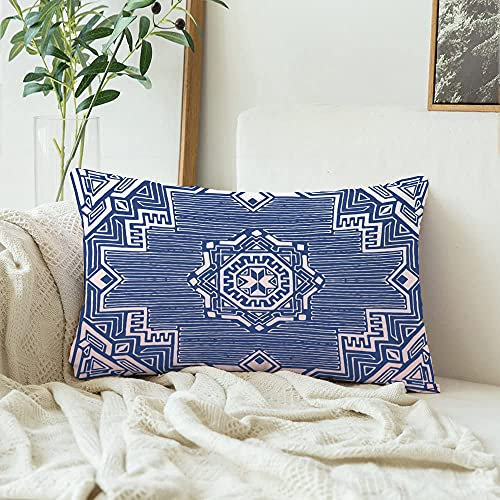 Kissenbezüge Zag Zeichnung Rauchig Blau Tribal Blume Quarz Schönheit Kelim Teppich Muster Rtro Grenze Kopfkissenbezug Moderne Dekokissen Kissenhülle Dekoration Kissenhüllen Für 40x60cm
