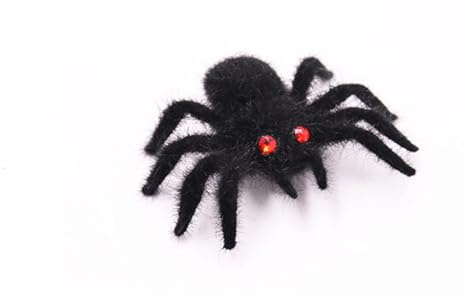 Hrlace Halloween Spinne Schwarz Plüsch Spinne mit Roten Augen Scary Haarige Spinne Halloween Deko Garten Spinnenrequisiten für Partydeko Gruselige Spukhaus Requisiten Mottoparty 4.5 * 6.5cm 5 PCS