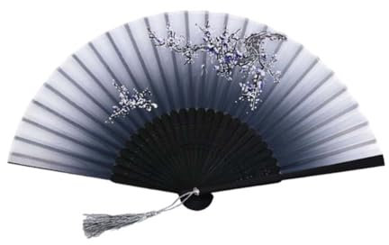 Folding Hand Fan For Women Silk Handheld Folding Fan Chinese Folding Fan Japanese Vintage Foldable Fan For Dancing Wedding Party Decoration Stand up Fans for Bedroom with (2-C, One Size)