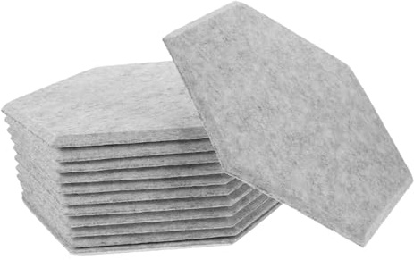 Sechseckige Akustikpaneele 12 Stück Schalldämmplatten für Räume | Felt, Silber, Modern für Zuhause und Büro, Decken Akustikpaneele, Ktv Zubehör