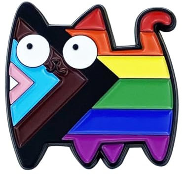 CAZSTYK Emaille-Anstecknadel in Regenbogen-Katzenform, elegante Tierform, Unisex, Abzeichen, stilvolles Accessoire für Kleidung und Hüte, Siehe ausführliche Beschreibung