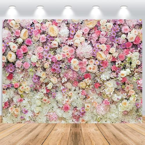ASDCXZ Fond Photo de Mur de Fleurs 2.2x1.5m, Printemps Rose Roses Floral Photographie Toile de Fond pour Nouveau-né Baby Shower Anniversaire Mariage Nuptiale Shower Fête Décoration Studio Accessoires
