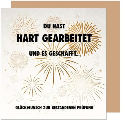 Edition Seidel Premium quadratische Glückwunschkarte zur bestandenen Prüfung mit Umschlag. Grußkarte Karte mit Spruch Abschluss Abitur Studium Bachelor Master Mann Frau Jugendliche (PRQ102 SW025)