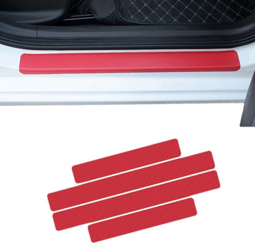 FUSKL Auto Einstiegsleisten Schutz für Skoda Superb III (Typ 3V) 2016–2022, Türschweller Schutz Leisten Einstiegsleisten Aufkleber Lackschutzfolie,A/Red