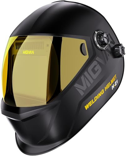 Welding Helmet Auto Darkening True Color Large Viewing, Welding Hood Solar/Rechargeable Battery Powered, Wide Shade 4/5-13 with 4 Arc Sensor, Optical Clarity Welder Mask for TIG MIG Stick