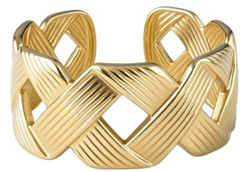 Positiva Jewelry Geflochtener Ring Damen – 18K Vergoldet & Wasserbeständig – Offener Verstellbarer Edelstahl Ring – Boho Statement Schmuck – Geschenkidee mit Geschenkbox