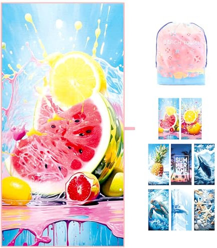 ZIOSINM Strandtuch 180 * 90cm Strandhandtuch Mikrofaser Badetuch Groß, Mikrofaser Strandhandtücher Handtuch Beach Towel XXL für Schwimmen, Strand, Reisen, Sandabweisend (Wassermelone)