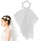 SacJkt Schleier Braut, Blumenkranz Haare, Brautschleier mit Blumenkranz und Perlen, Einfacher und Eleganter Weißer Schleier für Haarschmuck Hochzeit, Festspiele oder Musikfestivals