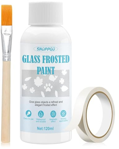 SHOPPGO Frost Effekt Farbe Glas, 120ml Frost Effekt Farbe für Glas, Wasserfest und Strapazierfähig, es Verleiht Glasprodukten wie Tassen, Spiegeln und Lampen Einen Einzigartigen Mattierten Effekt