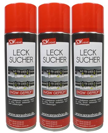 SDV Chemie Lecksuchspray 3x 400ml DVGW geprüft | Leckfinder, Lecksucher Gas, Lecksuch-Spray