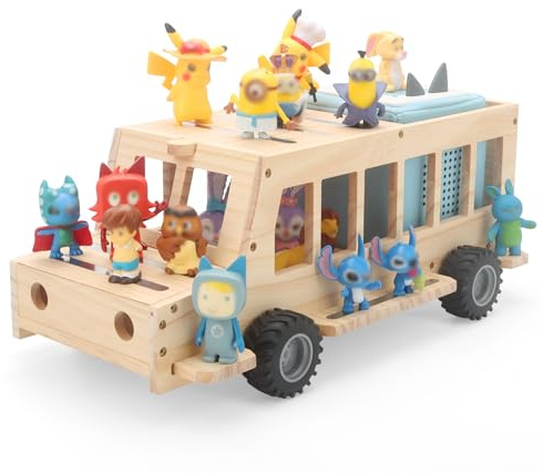 Sun3drucker Storage & Play Car for Toniebox and Tonie Figures Storage Shelf, Magnetic Shelves Compatible with Tonie Box Player Character for Children Room (Natural, SUV)