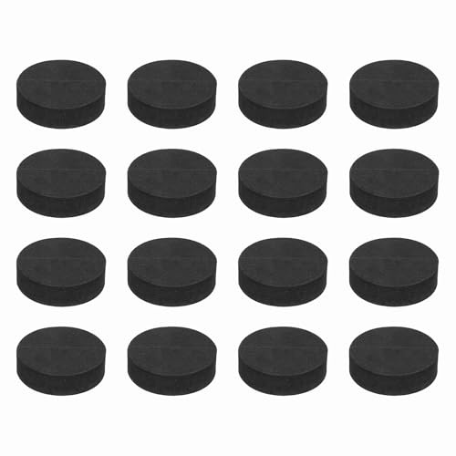QUARKZMAN 16 Pcs Pieds D'isolation pour Enceintes Unilatéraux, 50mmx15mm Semelles Antidérapantes en Mousse Base D'amortissement des Chocs pour Support D'amplificateur Tapis, Noir