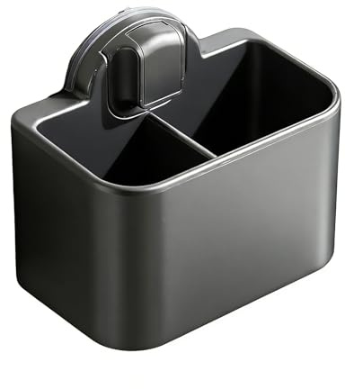 Kaiyzo Zahnbürstenhalter mit Saugnapf ohne Bohren 12x9,7 cm Gun Metal Grey | zahnputzbecherhalter ohne bohren, für Zahnbürsten & Rasierer, Zahnpasta, Badezimmer, wiederverwendbar, rostfrei, abnehmbar